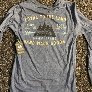 HIPPIE TREE LOYAL TO THE LAND Dark heathered Blue Long Sleeve Shirt NWT